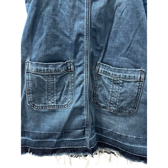American Eagle Denim Jean Overalls Mini Dress Jumper Raw Hem Size XS Blue Casual - Picture 5 of 5